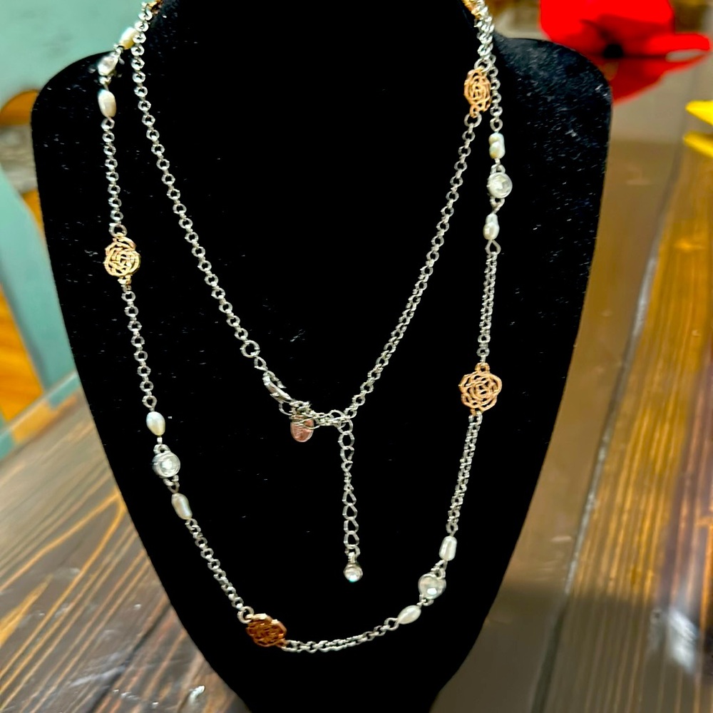 17” long rose chain necklace